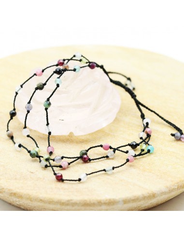 bracelet pierres et fil noir - Mosaik bijoux indiens