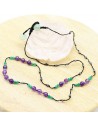 Collier pierres vertes et violettes - Mosaik bijoux indiens