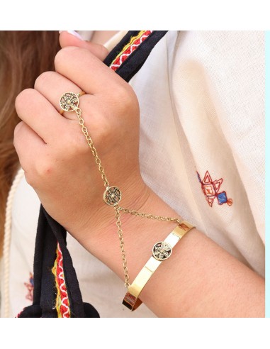 Bracelet bohème doré en laiton - Mosaik bijoux indiens