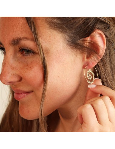Boucle d'oreille spirale dorée - Mosaik bijoux indiens