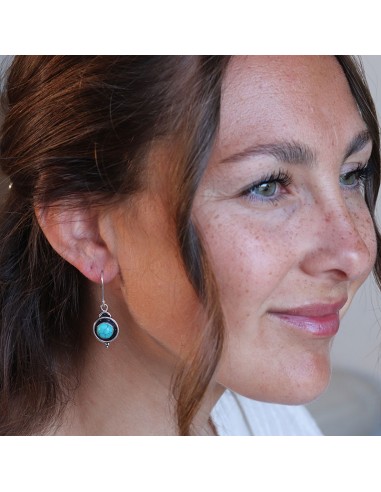 Boucles d'oreilles turquoise argentée - Mosaik bijoux indiens