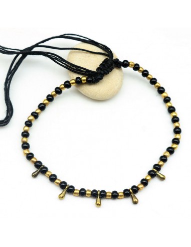 Bijou de cheville en perles noires - Mosaik bijoux indiens