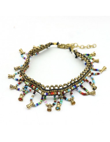 Chaine de pied perles colorées - Mosaik bijoux indiens