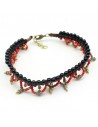 Chaine de pied large perles noires et rouges Mosaik Bijoux Indiens - 1