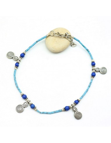 Chaine cheville bleue et turquoise Mosaik Bijoux Indiens - 1