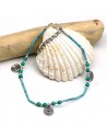 chaine cheville fantaisie turquoise - Mosaik bijoux indiens