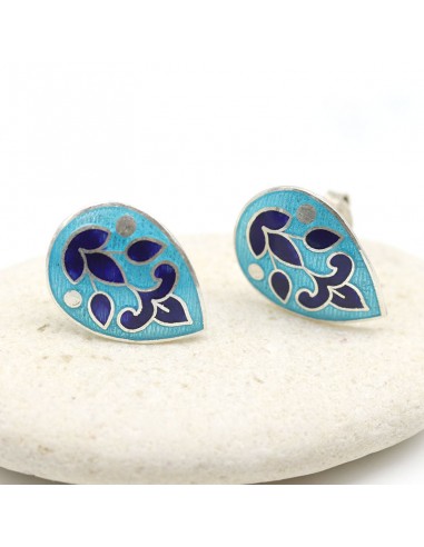 puce d'oreille émaux bleus - Mosaik bijoux indiens