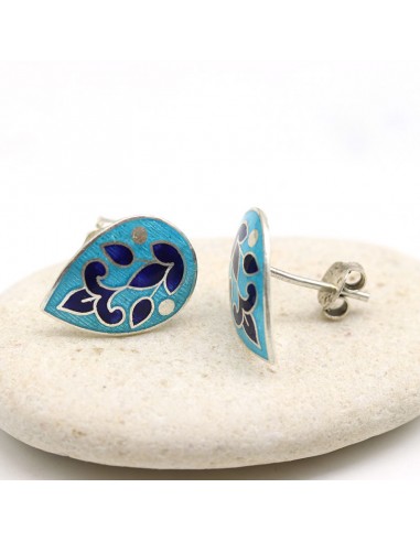 puce d'oreille émaux bleus - Mosaik bijoux indiens