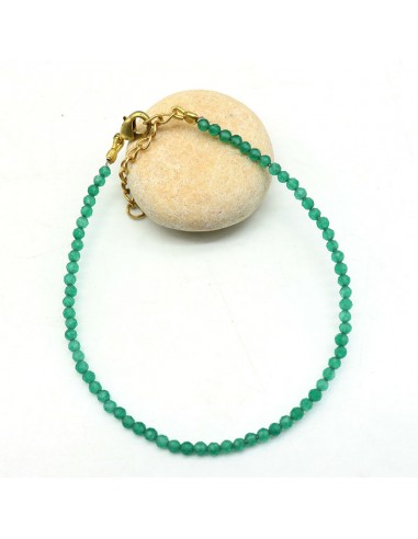 bracelet agate verte taillée - Mosaik bijoux indiens