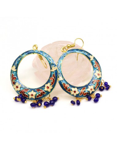 boucle d'oreille résine bleue - Mosaik bijoux indiens