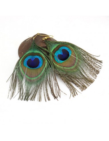 boucle d'oreille plume de paon - Mosaik bijoux indiens