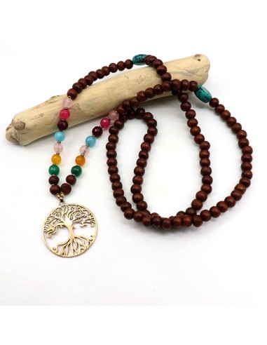 mala en bois arbre de vie - Mosaik bijoux indiens