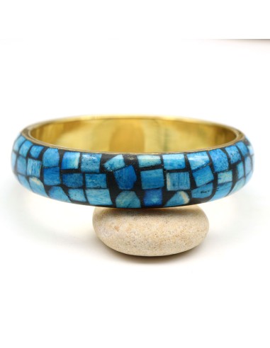 Bracelet doré et bleu bohème - Mosaik bijoux indiens