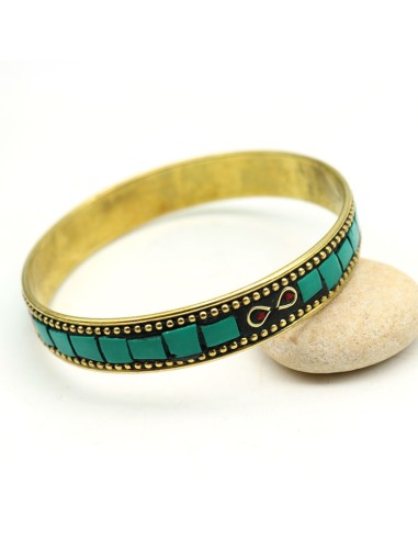 Grand bracelet indien turquoise - Mosaik bijoux indiens