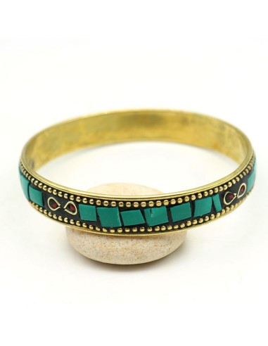 Bracelet jonc indien turquoise - Mosaik bijoux indiens