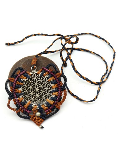 Collier fleur de vie macramé - Mosaik bijoux indiens