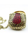 Pendentif bourse dorée et rouge - Mosaik bijoux indiens