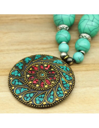 Collier fantaisie indien grosse perle - Mosaik bijoux indiens