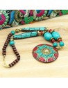Collier ethnique tibétain coloré - Mosaik bijoux indiens