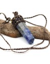 Collier fantaisie macramé pierre bleue naturelle - Mosaik bijoux indiens