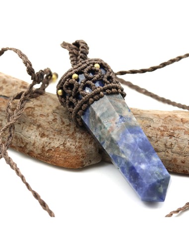 Collier lapis lazuli en macramé - Mosaik bijoux indiens