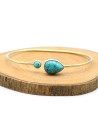Bracelet jonc réglable pierre turquoise - Mosaik bijoux indiens