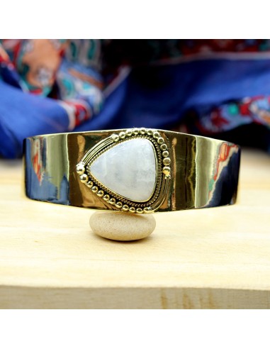 Bracelet bohème doré pierre de lune - Mosaik bijoux indiens