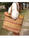 sac tissus batik jaune et rouge - Mosaik bijoux indiens