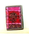Carnet rose tissus brodés - Mosaik bijoux indiens