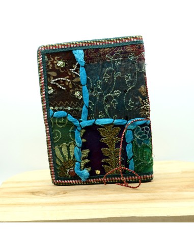 Carnet tissus brodés bleus - Mosaik bijoux indiens