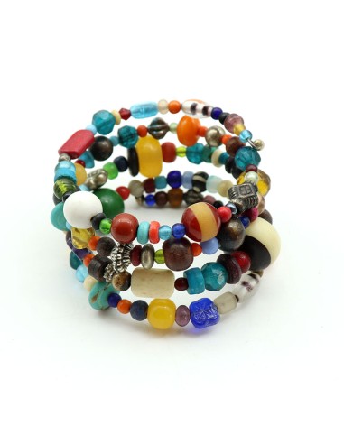 Bracelet spirale perles colorées - Mosaik bijoux indiens
