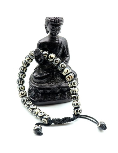 bracelet homme perles noires et blanches - Mosaik bijoux indiens