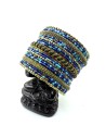 bracelet large perles bleues et dorées - Mosaik bijoux indiens
