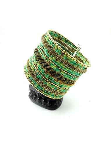 bracelet large perles vertes - Mosaik bijoux indiens