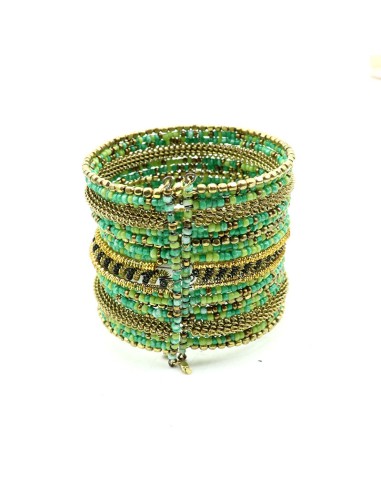 bracelet large perles vertes - Mosaik bijoux indiens