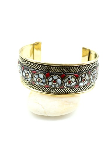 manchette dorée et resine - Mosaik bijoux indiens
