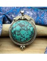 Pendentif turquoise plaqué argent - Mosaik bijoux indiens