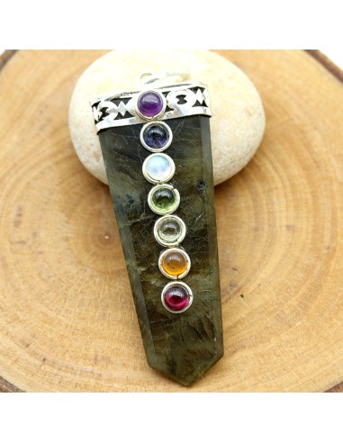 Collier pendentif labradorite naturelle - Mosaik bijoux indiens