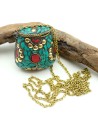 pendentif boite turquoise - Mosaik bijoux indiens