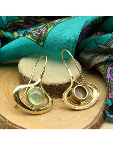 Boucle d'oreille prehnite - Mosaik bijoux indiens