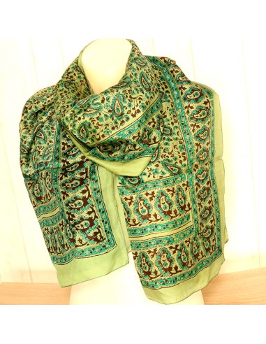 foulard soie vert et turquoise - Mosaik bijoux indiens