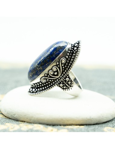 Bague allongée lapis lazuli - Mosaik bijoux indiens