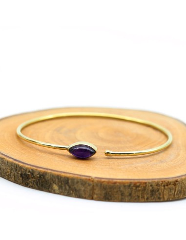 Bracelet doré pierre violette - Mosaik bijoux indiens
