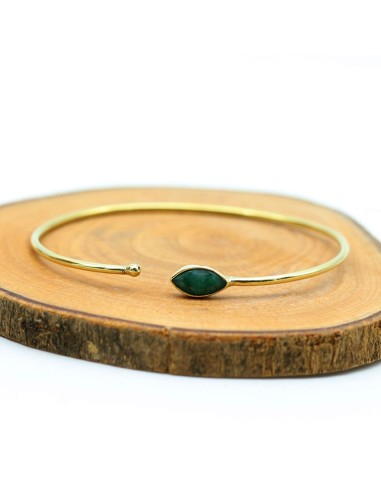 Bracelet jonc doré pierre verte - Mosaik bijoux indiens