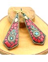 boucle d'oreille ethnique rouge - Mosaik bijoux indiens