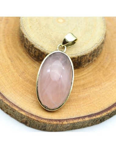 Petit pendentif pierre quartz rose ovale