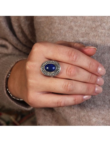 Bague lapis lazuli argent - Mosaik bijoux indiens