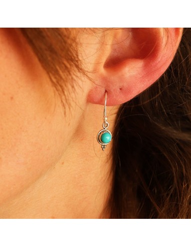 Petites boucles d'oreille pierre turquoise - Mosaik bijoux indiens