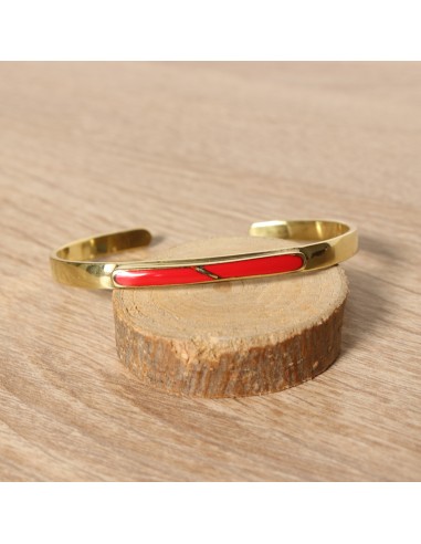 Bracelet jonc fin doré et rouge - Mosaik bijoux indiens