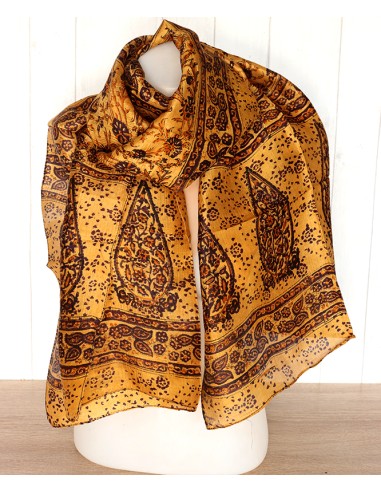 Foulard en soie jaune et noir - Mosaik bijoux indiens